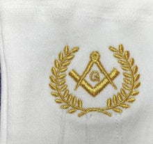 画像をギャラリービューアに読み込む, Masonic Cotton Gloves with Machine Embroidery Square Compass and G Gold (2 Pairs) | Regalia Lodge