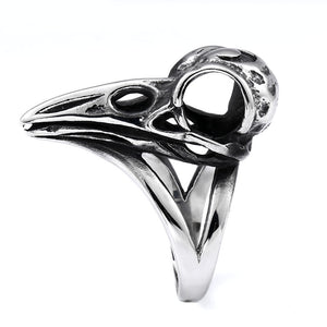 Beowulf Regalia Handcrafted Stainless Steel Raven Skull Biker Ring | Regalia Lodge
