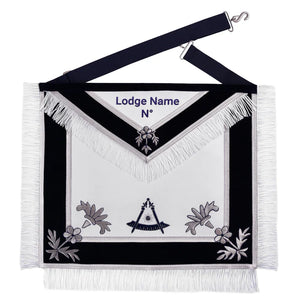 Past Master Apron – Navy Velvet & Silver Braid