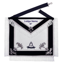 Load image into Gallery viewer, Past Master Blue Lodge Apron - Navy Velvet With Silver Braid &amp; Fringe