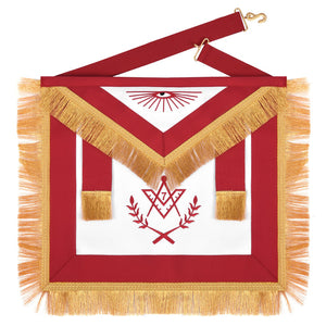 Master Mason Apron – Red Ribbon & Golden Bullion