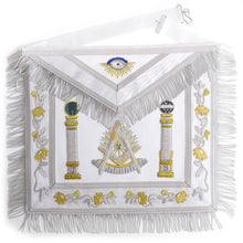 Load image into Gallery viewer, Past Master Blue Lodge California Regulation Apron - White &amp; Gold With Pillars | Regalia Lodge