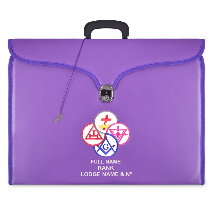 York Rite Apron Case - Purple Leather Different Sizes MM, WM, Provincial