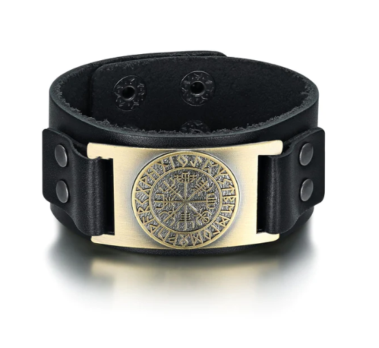 Beowulf Regalia Leather Viking Vegvisir Arm Cuff | Regalia Lodge