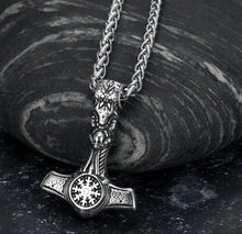 Load image into Gallery viewer, Beowulf Regalia Handcrafted Stainless Steel Mjolnir With Skull And Helm Of Awe | Regalia Lodge