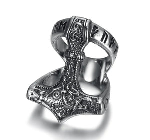 Beowulf Regalia Handcrafted Stainless Steel Open Thor's Hammer Ring- Masonic Regalia | Regalia Lodge