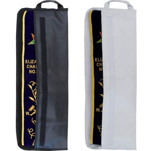 Officers Sash Bag Case with Velcro - White & Black | Regalia Lodge