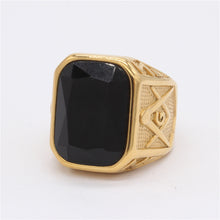 Load image into Gallery viewer, Retro Masonic Gem Men&#39;s Titanium Steel Ring | Regalia Lodge