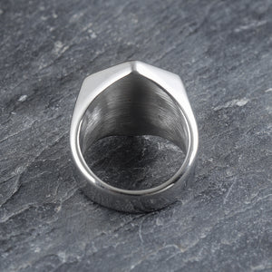 Beowulf Regalia Handcrafted Stainless Steel Hexagonal Vegvisir & Valknut Rune Ring | Regalia Lodge