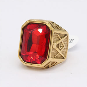 Retro Masonic Gem Men's Titanium Steel Ring | Regalia Lodge