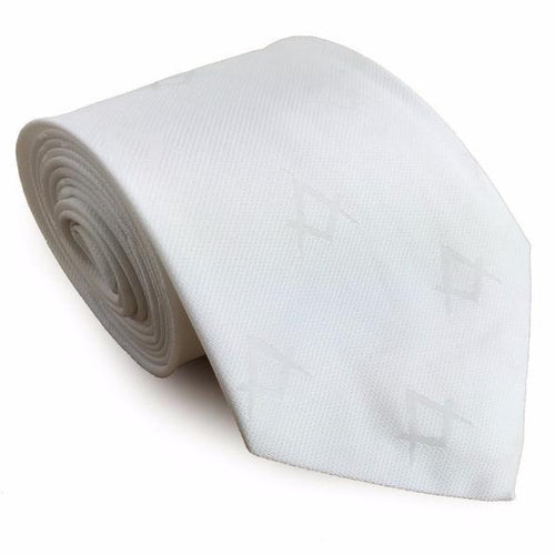 Masonic Masons Silk Tie with self print Square Compass White | Regalia Lodge
