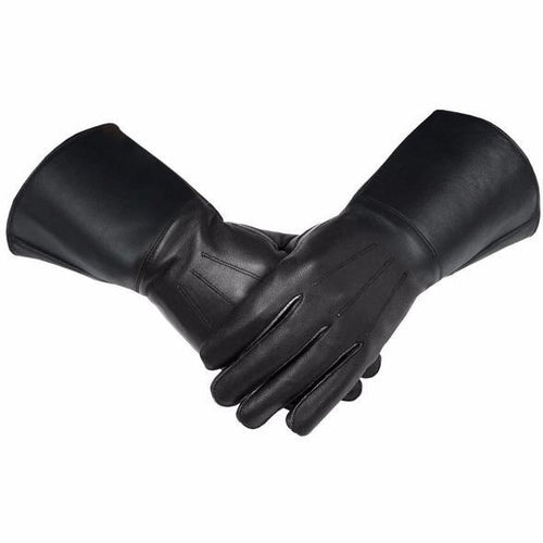 Masonic Piper Drummer Leather Gauntlets/Gloves Black Soft Leather Knight Templar | Regalia Lodge
