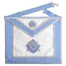 Load image into Gallery viewer, Master Mason Blue Lodge Apron -  Masonic Machine Embroidery Apron- Light Blue &amp; White