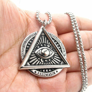Premium Quality All-Seeing Eye Pendant Necklace with Masonic Symbolism for Men-Blue Lodge Necklaces & Pendants-Masonic Pendants-Freemason necklace | Regalia Lodge