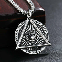 Carica l&#39;immagine nel visualizzatore di Gallery, Premium Quality All-Seeing Eye Pendant Necklace with Masonic Symbolism for Men-Blue Lodge Necklaces &amp; Pendants-Masonic Pendants-Freemason necklace | Regalia Lodge