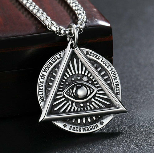 Premium Quality All-Seeing Eye Pendant Necklace with Masonic Symbolism for Men-Blue Lodge Necklaces & Pendants-Masonic Pendants-Freemason necklace | Regalia Lodge
