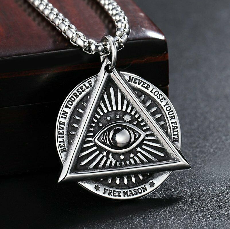 Premium Quality All-Seeing Eye Pendant Necklace with Masonic Symbolism for Men-Blue Lodge Necklaces & Pendants-Masonic Pendants-Freemason necklace | Regalia Lodge