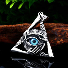 Carica l&#39;immagine nel visualizzatore di Gallery, Premium Quality Blue Evil All-Seeing Eye Hip Hop Pendant Necklace for Men-Blue Lodge Necklaces &amp; Pendants-Masonic Pendants-Freemason necklace | Regalia Lodge