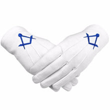 Carica l&#39;immagine nel visualizzatore di Gallery, Masonic Cotton Gloves Thin Square and Compass Machine Embroidery (2 Pairs) | Regalia Lodge