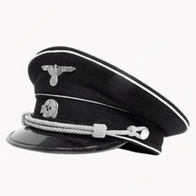Charger l'image dans la galerie, Black Visor Cap with White Piping and Silver Cord