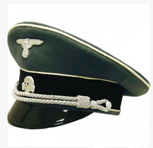 Charger l'image dans la galerie, Field Grey Visor Cap with Silver Cord and Skull Badge