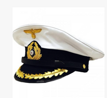 Load image into Gallery viewer, White Senior Officer Visor Cap with Gold Leaf Peak
