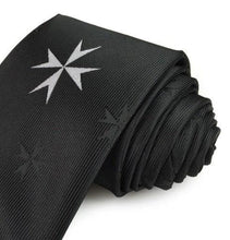 Carica l&#39;immagine nel visualizzatore di Gallery, Masonic Knight Malta Silk Tie with (8 pointed) Malta Cross Logo | Regalia Lodge