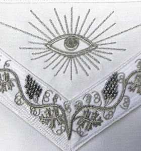 MASTER MASON Grand White Hand Embroided Apron with Square Compass G | Regalia Lodge