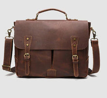 Carica l&#39;immagine nel visualizzatore di Gallery, Leather Portable Mens Briefcase Satchel Official Briefcase Multifunctional Briefcase European and American retro style | Regalia Lodge