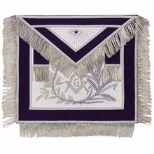 Load image into Gallery viewer, MASTER MASON Silver Embroidered Apron square compass with G Purple | Regalia Lodge