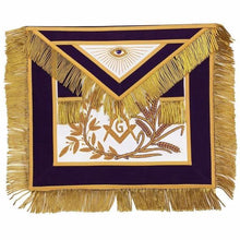Carica l&#39;immagine nel visualizzatore di Gallery, MASTER MASON Gold Embroidered Apron square compass with G Purple | Regalia Lodge