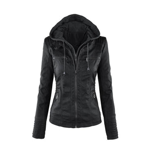 Women's Short Leather Pu Leather Jacket | Regalia Lodge