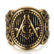 Load image into Gallery viewer, personality golden masonic Vintage ring Masonic Compass G Ring Freemason Vintage Ring | Regalia Lodge