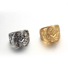 Load image into Gallery viewer, Men&#39;s Ring Vintage Masonic Titanium Steel Ring | Regalia Lodge