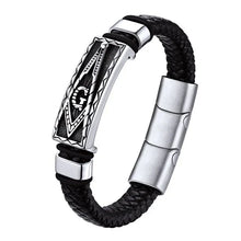 Load image into Gallery viewer, Vintage Bracelet Wristband Freemason Symbol Masonic Leather Braided Bracelets Cuff Bangle for Boys Men | Regalia Lodge