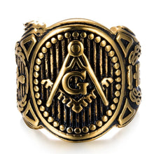 Load image into Gallery viewer, personality golden masonic Vintage ring Masonic Compass G Ring Freemason Vintage Ring | Regalia Lodge
