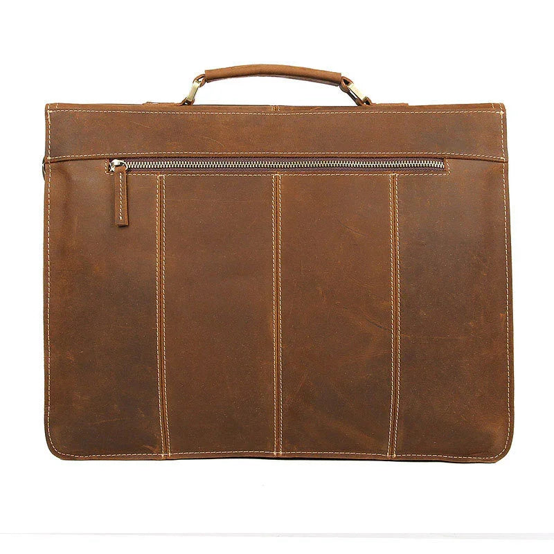 Crazy Horse Leather Briefcase Business mens briefcase cowhide layer Handbag Business Briefcase Multifunctional Briefcase | Regalia Lodge