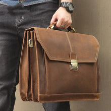 画像をギャラリービューアに読み込む, Crazy Horse Leather Briefcase Business mens briefcase cowhide layer Handbag Business Briefcase Multifunctional Briefcase | Regalia Lodge