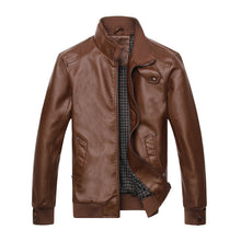 Load image into Gallery viewer, Men&#39;s Stand-Up Collar Padded Leather Jacket – Stylish &amp; Warm | Regalia Lodge