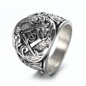 Men's Ring Vintage Masonic Titanium Steel Ring | Regalia Lodge