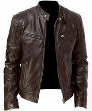 Load image into Gallery viewer, Pu Leather Collar Slim Leather Jacket | Regalia Lodge