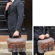 画像をギャラリービューアに読み込む, Cowhide with cloth briefcase Men&#39;s Leather business briefcase Briefcase Official Briefcase Multifunctional Briefcase | Regalia Lodge
