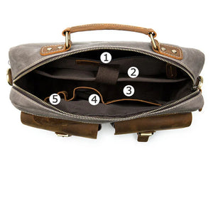 Cowhide with cloth briefcase Men's Leather business briefcase Briefcase Official Briefcase Multifunctional Briefcase | Regalia Lodge