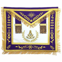 Afbeelding in Gallery-weergave laden, Masonic Blue Lodge Past Master Gold Machine Embroidery Purple Apron | Regalia Lodge