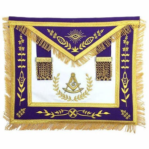 Masonic Blue Lodge Past Master Gold Machine Embroidery Purple Apron | Regalia Lodge