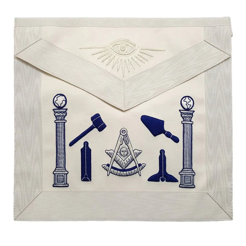 Past Master Apron - Hand Embroidered Tools White Apron | Regalia Lodge