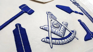 Past Master Apron - Hand Embroidered Tools White Apron | Regalia Lodge