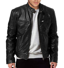Load image into Gallery viewer, Pu Leather Collar Slim Leather Jacket | Regalia Lodge