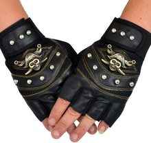 Load image into Gallery viewer, Men&#39;s leather gloves Men&#39;s leather fingerless gloves -black leather fingerless gloves | Regalia Lodge