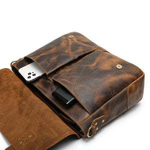 Leather Portable Mens Briefcase Satchel Official Briefcase Multifunctional Briefcase European and American retro style | Regalia Lodge